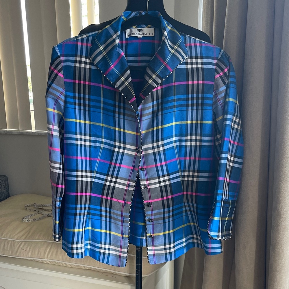 Blue Plaid Women’s Blouse by Marisa Baratelli